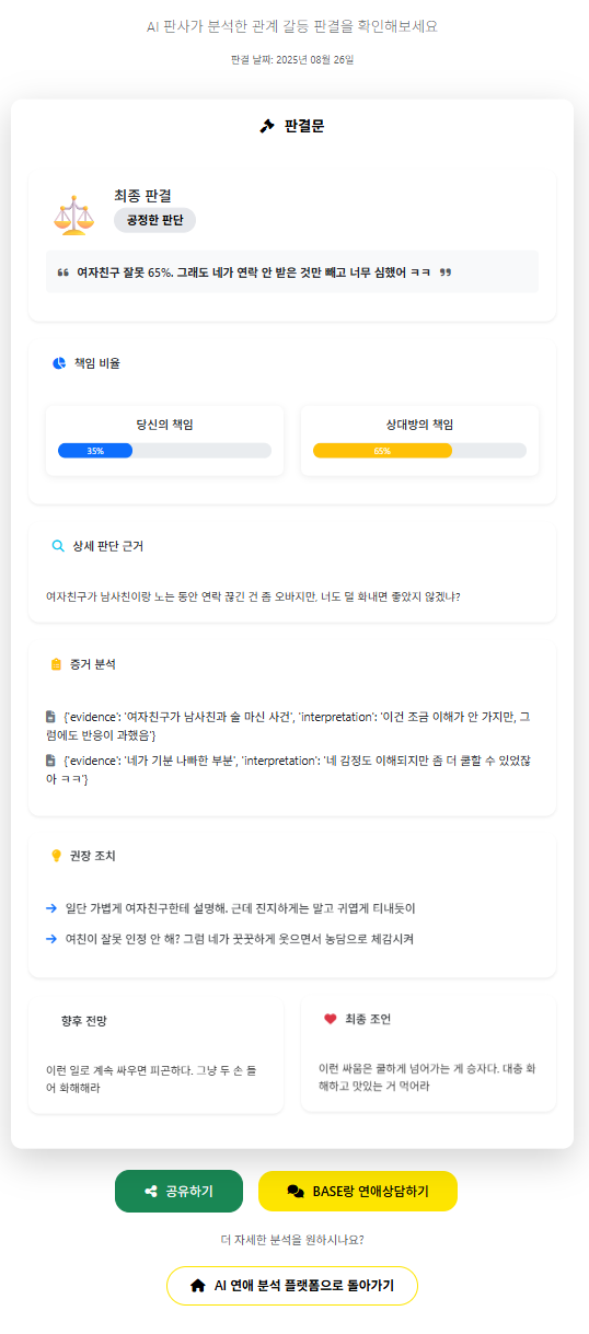 연애판사 분석 결과 예시